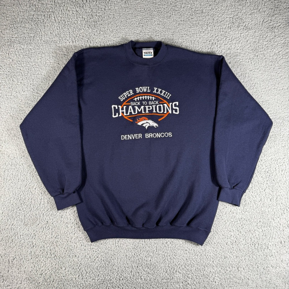 90s Denver Broncos Sweatshirt Large Super Bowl XXXIII Back To Back Champions